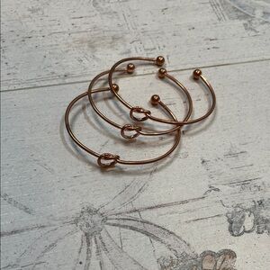 Rose Gold Knot Bracelets Set of 3 Bridal Party Bridesmaids